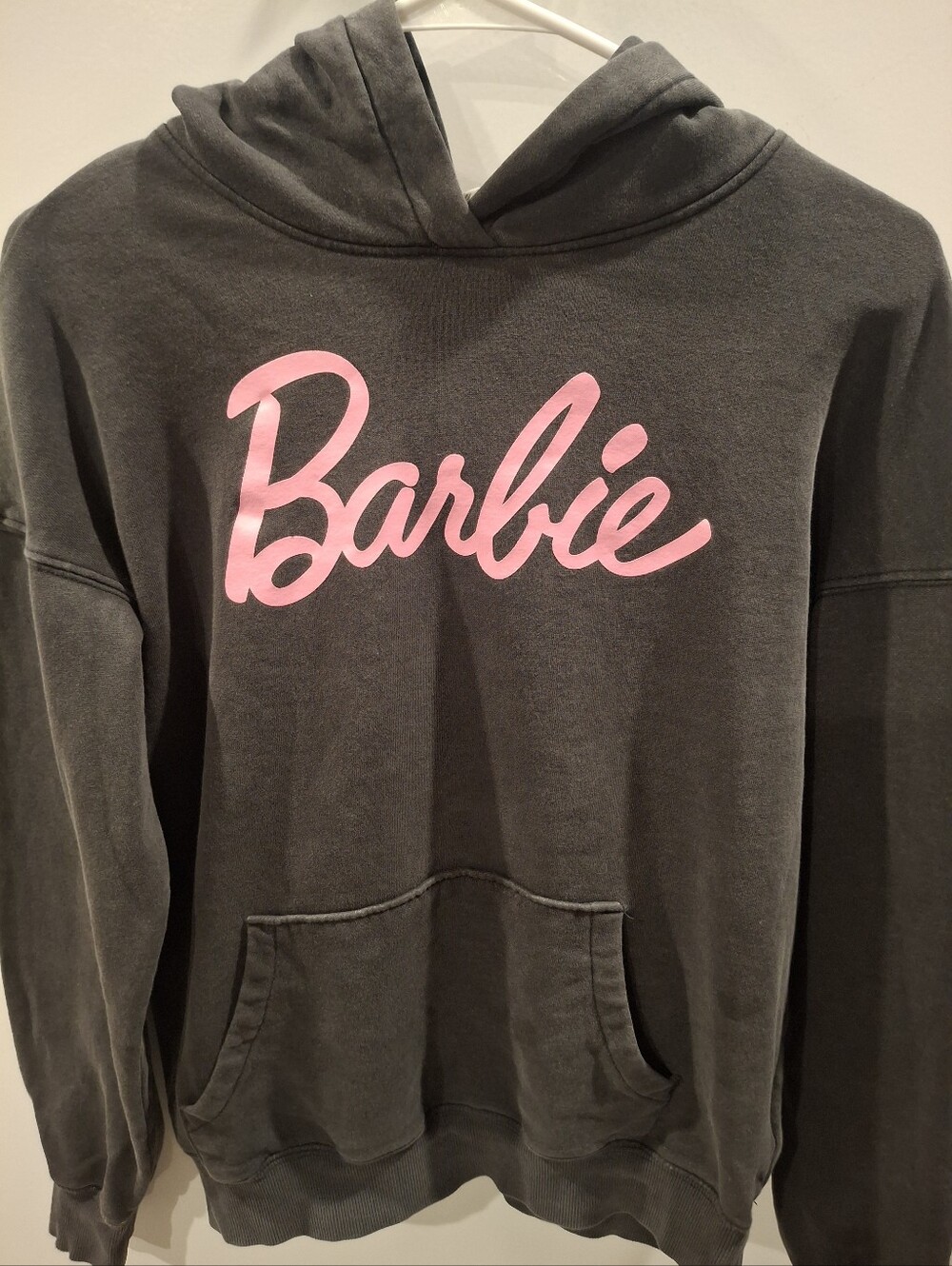Barbie Pink Logo Charcoal Hoodie Sweater